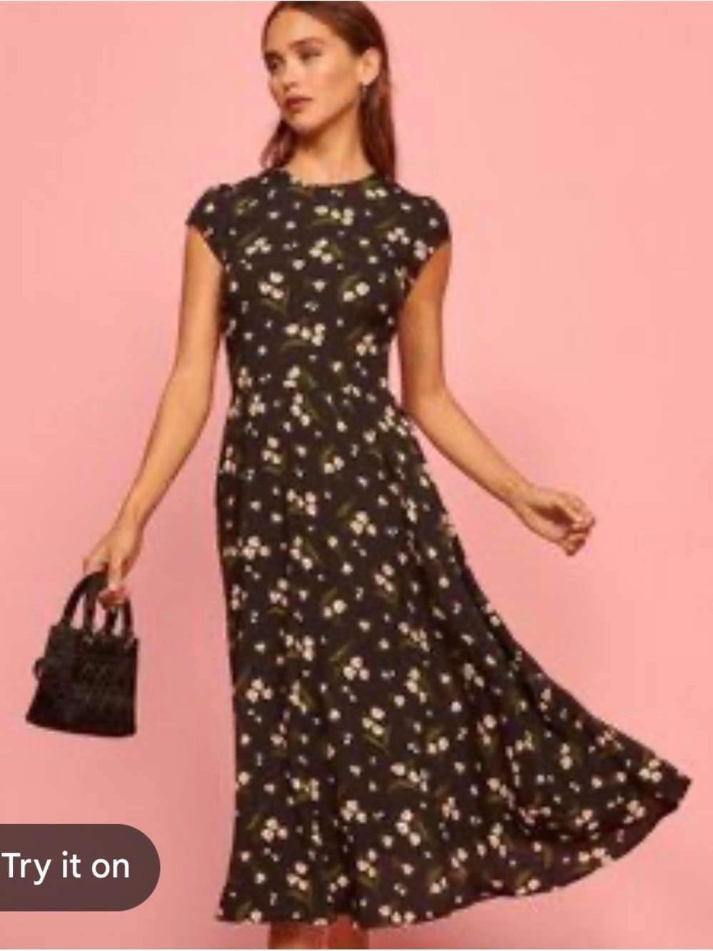 Reformation Black Floral Midi Dress